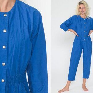 Vintage Diane von Furstenberg Jumpsuit Women's Size S Turquoise Blue Utility